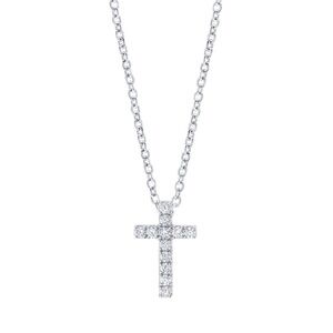 Maison Birks Diamond Cross Pendant – 18K White Gold – Authentic